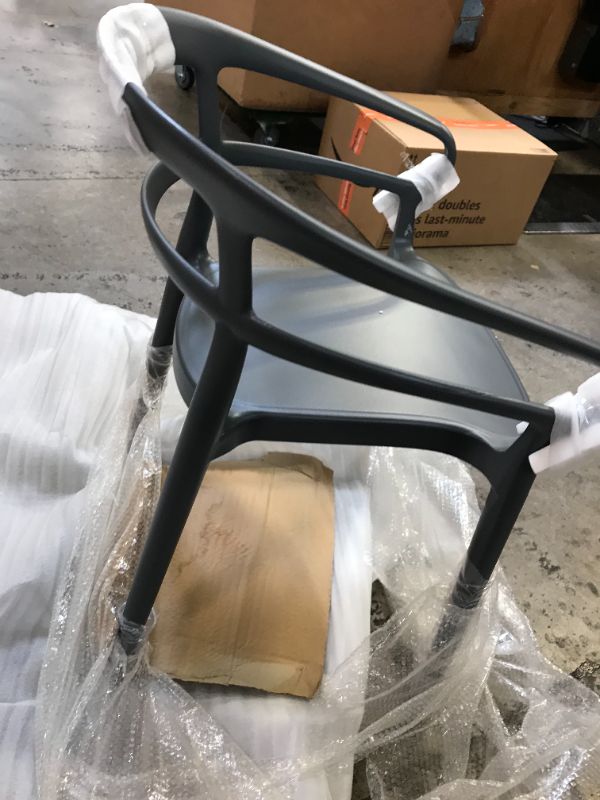 Photo 3 of Amazon Basics Dark Grey, Curved Back Dining Chair-Set of 2, Premium Plastic
