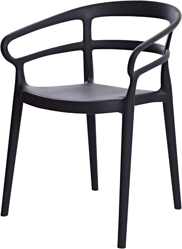 Photo 1 of Amazon Basics Dark Grey, Curved Back Dining Chair-Set of 2, Premium Plastic
