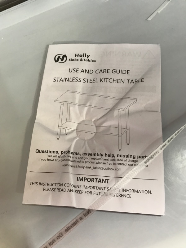 Photo 4 of Hally Sinks & Tables H Stainless Steel Table for Prep & Work 24 x 60 Inches, NSF Commercial Heavy Duty Table with Undershelf and Backsplash for Restaurant, Home and Hotel
