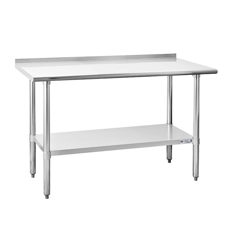 Photo 1 of Hally Sinks & Tables H Stainless Steel Table for Prep & Work 24 x 60 Inches, NSF Commercial Heavy Duty Table with Undershelf and Backsplash for Restaurant, Home and Hotel
