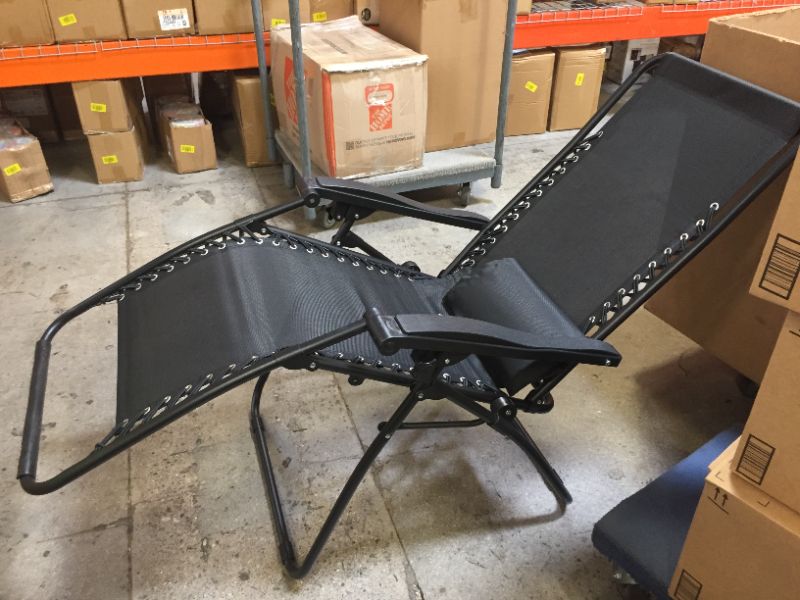 Photo 3 of Amazon Basics Outdoor Textilene Adjustable Zero Gravity Folding Reclining Lounge Chair with Pillow, Black
