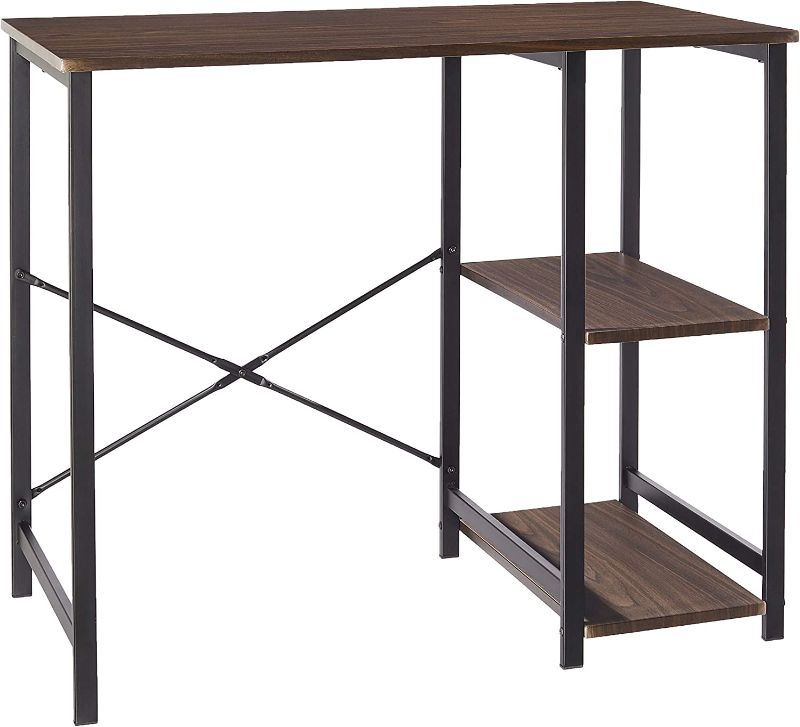 Photo 1 of Amazon Basics Classic Home Office Computer Desk With Shelves - 29.5 x 19.6 x 35.5 Inches, Espresso
