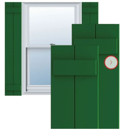 Photo 1 of 10 3/4"W X 46"H TRUE FIT PVC TWO BOARD JOINED BOARD-N-BATTEN SHUTTERS, VIRIDIAN GREEN (PER PAIR - HARDWARE NOT INCLUDED)
