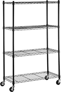 Photo 1 of Amazon Basics 4-Shelf Adjustable, Heavy Duty Storage Shelving Unit on 3'' Wheel Casters, Metal Organizer Wire Rack, Black (36L x 14W x 57.75H)