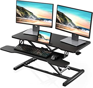 Photo 1 of FITUEYES Height Adjustable Standing Desk Converter 36” Wide Sit to Stand Up Desk Tabletop Workstation with Wide Keybroad Tray Black