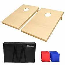 Photo 1 of goSports Solid Wood Premium cornhole Set - choose Between 4x2 or 3x2 game Boards Includes Set of 8 corn Hole Toss Bags, Tailgat