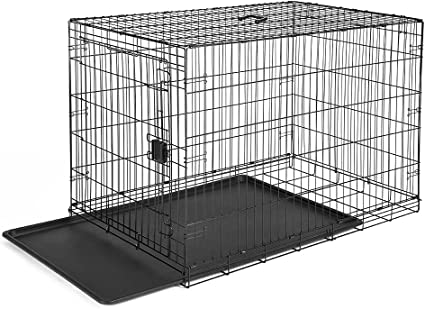 Photo 1 of Amazon Basics Foldable Metal Wire Dog Crate with Tray, Single Door, 48 Inch, 48-Inch
