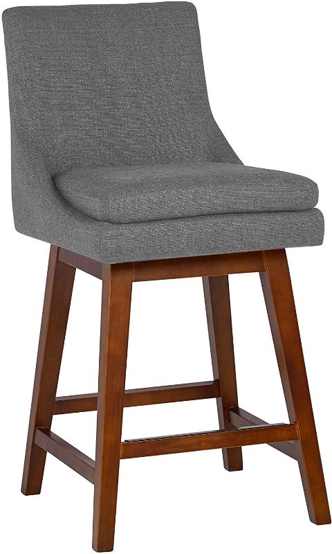 Photo 1 of Amazon Brand – Stone & Beam Alaina Contemporary High-Back Swivel Seat Counter Stool, 39"H, Grey
