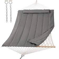 Photo 1 of 12 ft. Portable Hammock With Detachable Pad and Pillow, Dark Grey
