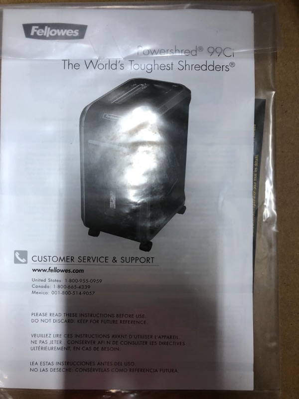 Photo 4 of 
Fellowes Powershred 99Ci 18-Sheet Capacity, 100% Jam Proof Cross-Cut Paper Shredder
