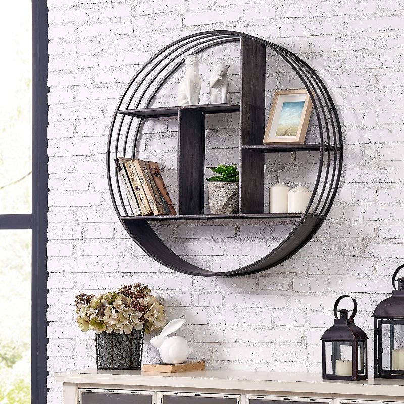 Photo 2 of FirsTime & Co. Brody Industrial Circular Shelf, 27.5" Diameter x 6" Depth, Metallic Gray,70058
