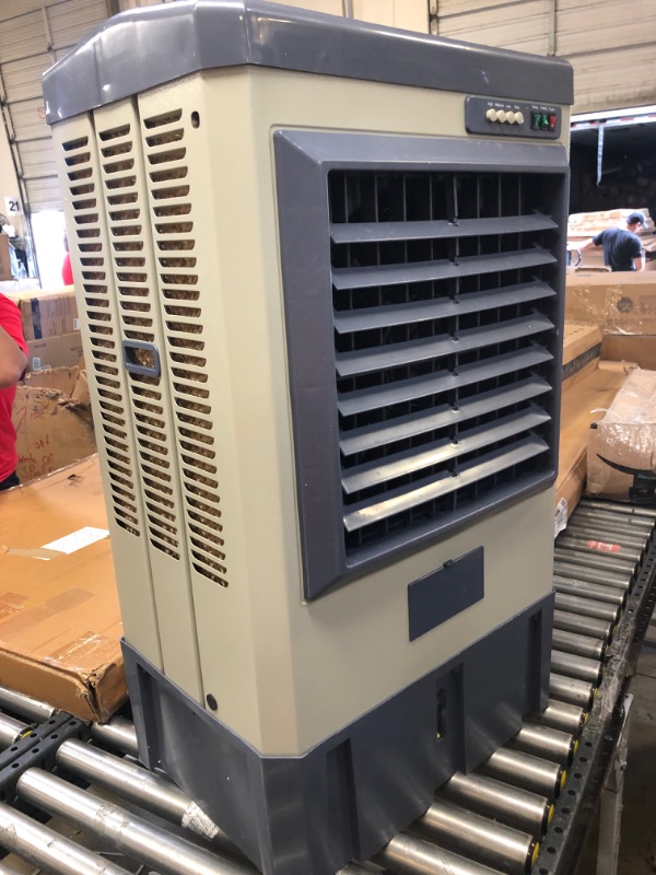 Photo 1 of Uthfy 3531 CFM Portable Evaporative Air Cooler for Outdoor Use,3 Speeds Cooling Fan with 2 Ice Box,10.6 Gallons Water Tank, 4 Universal Wheel,for Room Garage Commercial,Gray,One Size