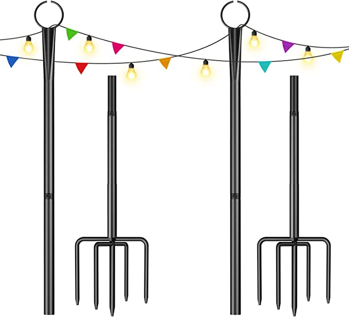 Photo 1 of 2 Pack Outdoor Light Pole, 9ft Metal Light Pole with 5-Prong Clevis Base, Exterior Lamp Post for Patio, Garden, Backyard, Wedding and Party