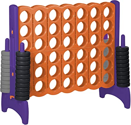 Photo 1 of ECR4Kids Jumbo 4-To-Score Giant Game Set - Oversized 4-In-A-Row Fun for Kids, Adults and Families - Indoors/Outdoor Yard Play - 4 Feet Tall - Orange and Purple
