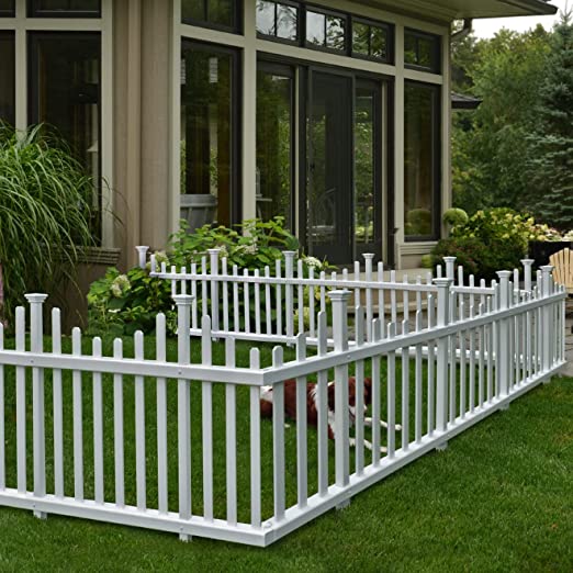 Photo 1 of Zippity Outdoor Products ZP19001 No Dig Madison Vinyl Picket Fence, White, 30" x 56.5" (1 Box, 2 Panels), 1 x Pack of 2
