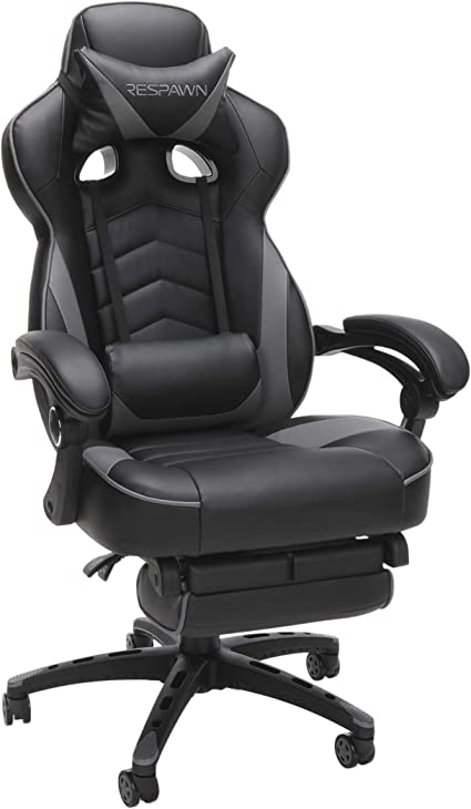 Photo 1 of RESPAWN 110 Racing Style Gaming Chair, Reclining Ergonomic Chair with Footrest, in Gray
