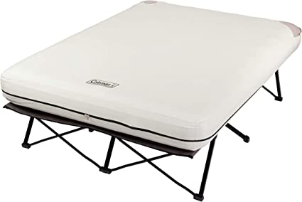 Photo 2 of Coleman Camping Cot, Air Mattress, and Pump Combo | Folding Camp Cot and Air Bed with Side Tables and Battery Operated Pump
 QUEEN