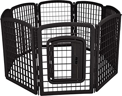 Photo 2 of AmazonBasics 8-Panel Plastic Pet Pen Fence Enclosure With Gate - 64 x 64 x 34 Inches