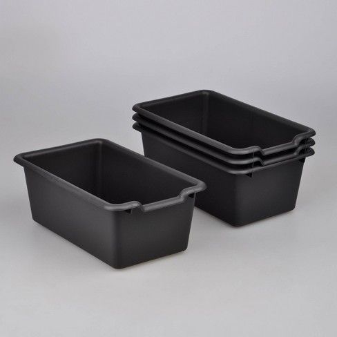 Photo 1 of 4ct Plastic Storage Bin Black - Bullseye's Playground™ 6 pack  

