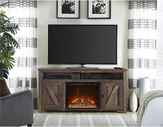 Photo 1 of Ameriwood Home Farmington Electric Fireplace TV Console for TVs up to 60", Rustic
