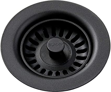 Photo 2 of Elkay LKQS35BK Polymer Drain Fitting with Removable Basket Strainer and Rubber Stopper, Black
