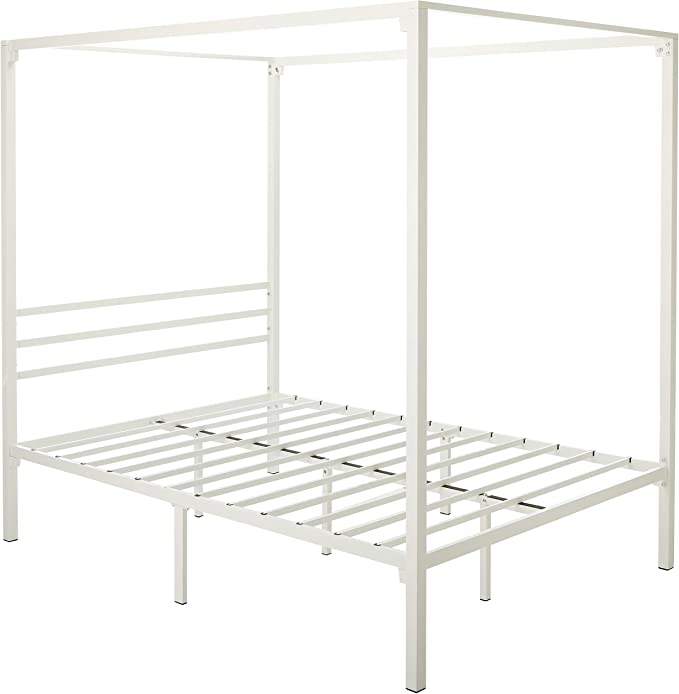 Photo 1 of ZINUS Patricia White Metal Canopy Platform Bed Frame, Full
