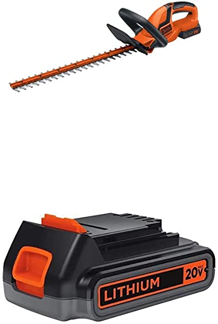 Photo 1 of BLACK+DECKER 20V MAX Cordless Hedge Trimmer with Extra Lithium Battery 2.0 Amp Hour (LHT2220 & LBXR2020-OPE)
