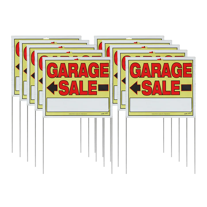 Photo 1 of 14 X 22 GARAGE SALE SIGN WITH STAKE - 10 PACK
