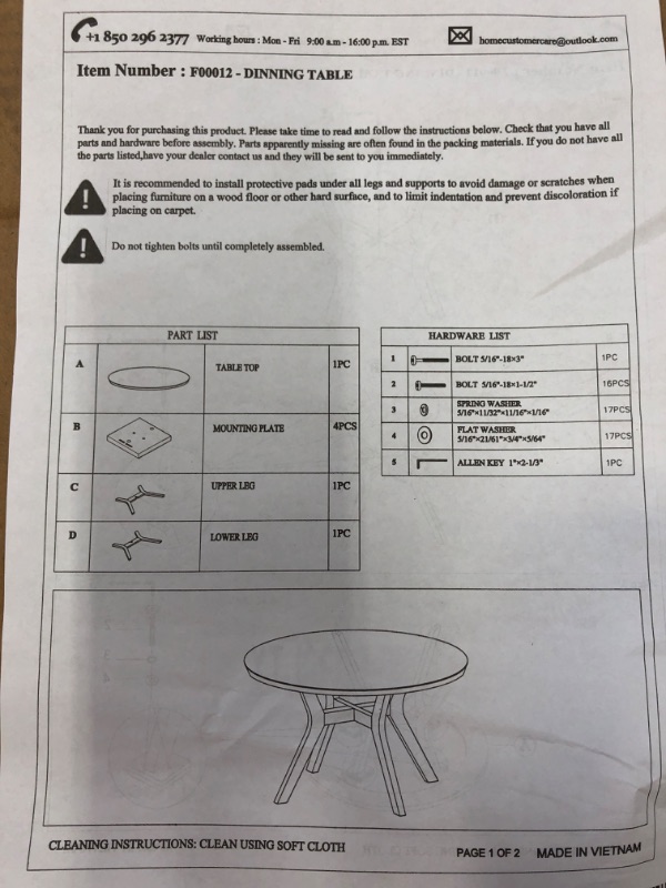 Photo 1 of 50 INCH ROUND DINING TABLE. UNKNOWN HEIGHT, SEE PICTURES PLEASE.
