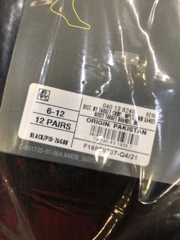 Photo 1 of Men's Crew Cushion Athletic Socks 12pk - All in Motion™ Black 6-12

