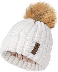 Photo 1 of FURTALK Toddler Beanie Satin Lined Baby Boys Girls Winter Hats Pom Pom Beanies for Kids
