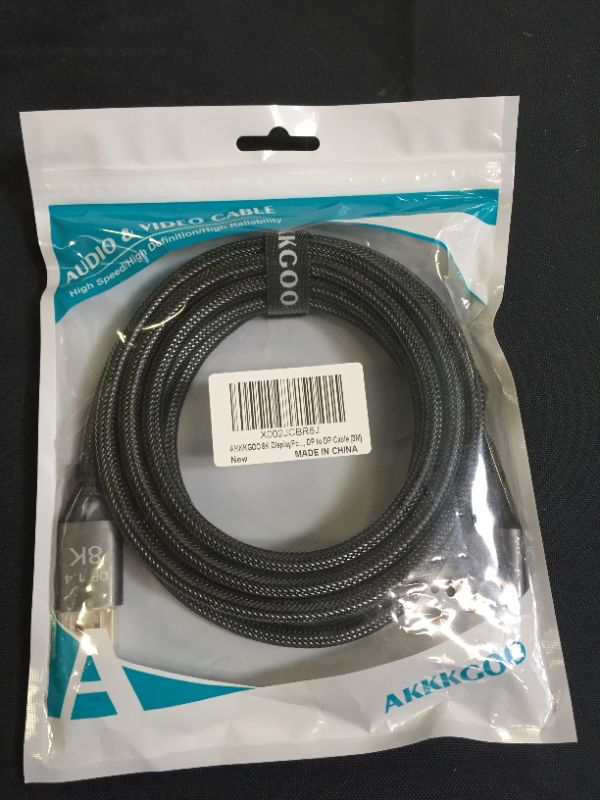 Photo 2 of AKKKGOO 8K DisplayPort Cable 10ft Ultra HD DisplayPort 1.4 Male to Male Nylon Braided Cable, 7680x4320 Resolution, 8K@60Hz, 4K@144Hz, 32.4Gbps, HDP, HDCP for PC, Laptop, HDTV, DP to DP Cable (3M)
