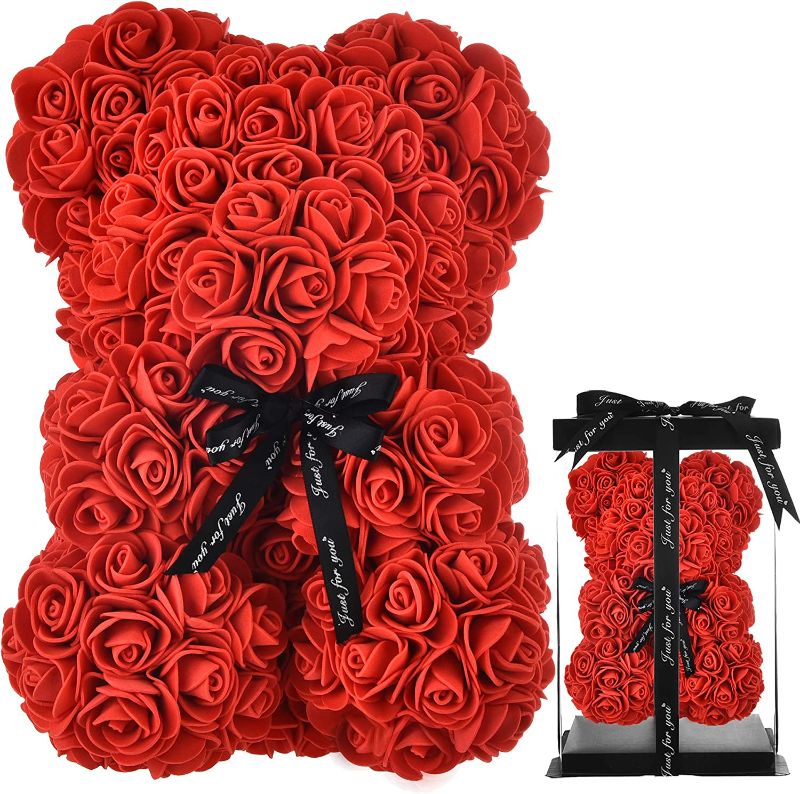 Photo 1 of Rose Bear Rose Teddy Bear Valentine's Day Gifts for Her Mothers Day Women Gifts for Mom Wife Birthday Girlfriend Gifts for Her Rose Flower Bear Valentines Gifts Wedding Birthday Graduation Gift (Red)
(MINOR DAMAGES TO BOX)