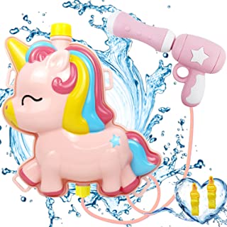 Photo 1 of Backpack Water Gun for Kids, Soaker Squirt Gun, Water Gun with 2L Capacity Tank Adjustable Straps, Water Blaster for Kids 2+ , Summer Gift for Kids Pool Beach Water Fighting Toys (Unicorn)
