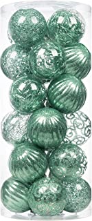 Photo 1 of 24ct Christmas Ball Ornaments Shatterproof Large Clear Plastic Hanging Ball Decorative with Stuffed Delicate Decorations (70mm/2.76" Peppermint)
