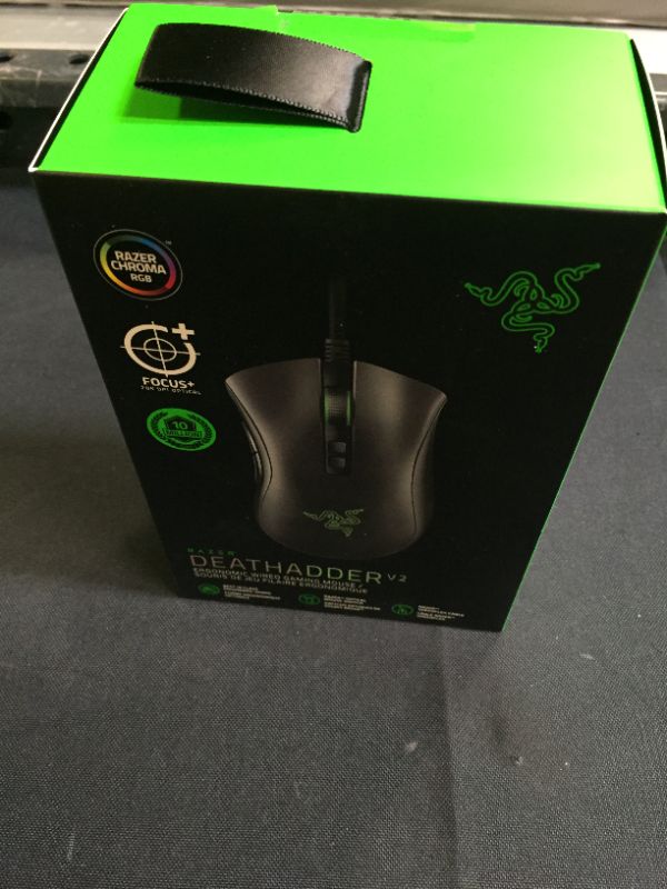 Photo 2 of Razer DeathAdder V2 Gaming Mouse: 20K DPI Optical Sensor - Fastest Gaming Mouse Switch - Chroma RGB Lighting - 8 Programmable Buttons - Rubberized Side Grips - Classic Black
