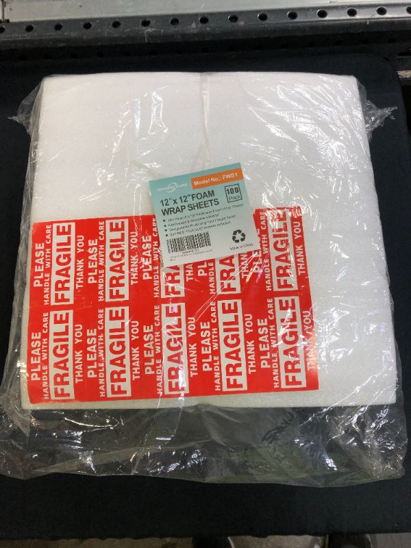 Photo 2 of 100-Pack 12" x 12" Foam Wrap Sheets Cushioning Foam, Moving and Packing Supplies, Fragile Stickers Included
