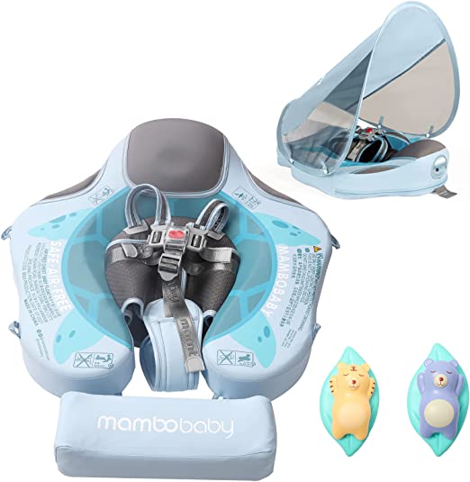 Photo 1 of Baby Swimming Float - Mambobaby Float Non Inflatable Baby Pool Float with Sun Protection Canopy & Tail No Flip Swim Trainer Over Baby Floats
