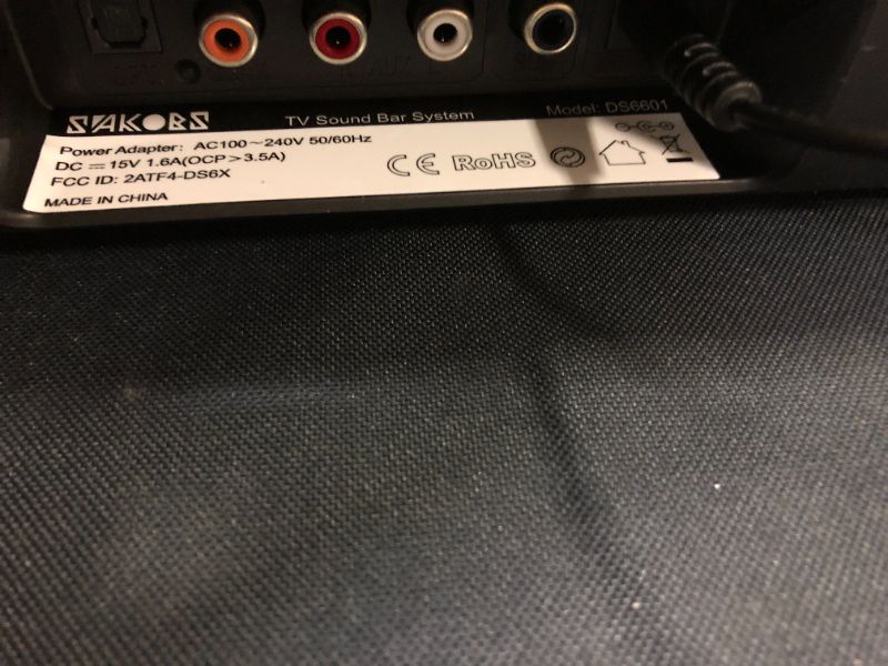 Photo 2 of SAKOBS 37-inch Sound Bar Model #DS6601)
