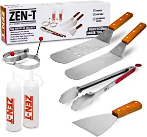 Photo 1 of ZEN-T - 8 Piece Grill Griddle BBQ Tool Kit - Heavy Duty Professional Grade Stainless Steel BBQ Tools - Perfect Grilling Utensils for All Your Grilling Needs – Outdoor and Indoor BBQ (Brown)
