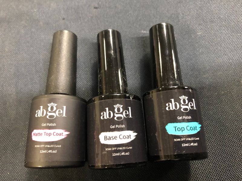 Photo 1 of AB GEL BASE & TOP COATS MABT08 NAIL GEL SOAK OFF UV/LED CURED 3 PCS IN EACH BOX/ 10 PACK (BRAND NEW, FACTORY SEALED, OPEN FOR PICTURES)