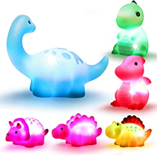 Photo 1 of Dinosaur Bath Toys Light-Up 6 Packs Floating Bath Toys Set for Baby Toddlers Kids in Birthday Easter Christmas Shower Pool Bath Toys Boys Girls Children Preschool Bathtub Bathroom