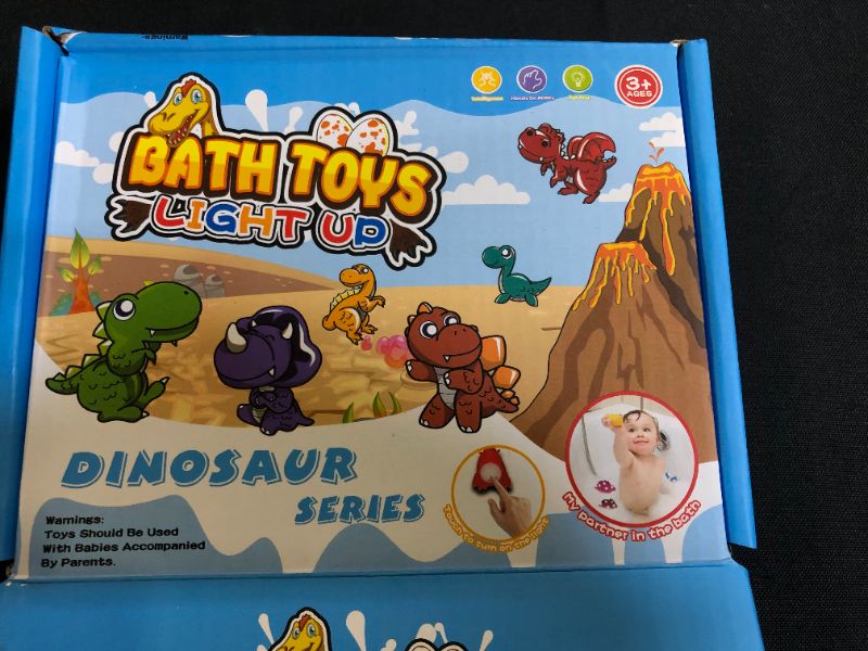 Photo 2 of Dinosaur Bath Toys Light-Up 6 Packs Floating Bath Toys Set for Baby Toddlers Kids in Birthday Easter Christmas Shower Pool Bath Toys Boys Girls Children Preschool Bathtub Bathroom