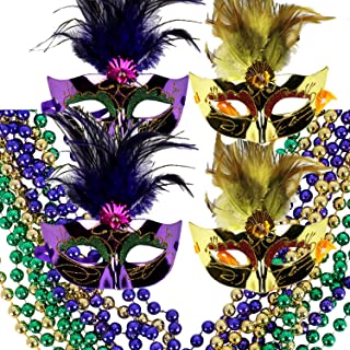 Photo 1 of AN Mardi Gras Necklace + Face Masks for Mardi Gras Party Decorations
