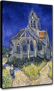 Photo 1 of Yongto Church at Auvers Wall Art Framed Canvas Art Decor Vincent Van Gogh Famous Painting Reproduction Modern Classic Artwork Pictures Canvas Art Prints Pictures for Living Room 16x20 Inch
