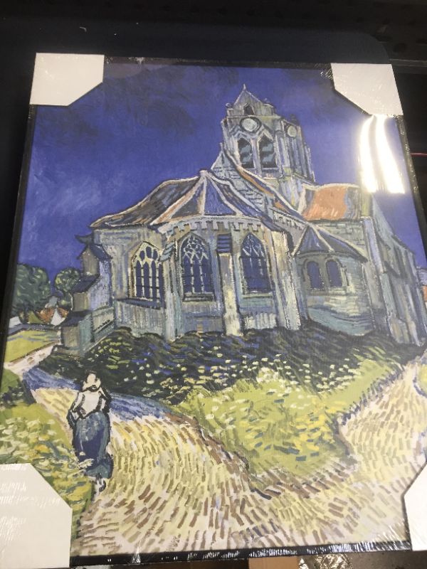 Photo 2 of Yongto Church at Auvers Wall Art Framed Canvas Art Decor Vincent Van Gogh Famous Painting Reproduction Modern Classic Artwork Pictures Canvas Art Prints Pictures for Living Room 16x20 Inch
