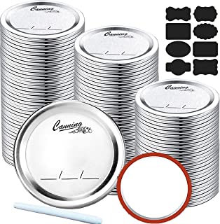 Photo 1 of 100-Count, Regular Mouth and Wide Mouth Canning Lids for Ball, Kerr Jars - Leak Proof Split-Type Metal Mason Jar Lids for Canning - 100% Fit & Airtight for Regular Mouth Jars with Labels & Chalk Marker
