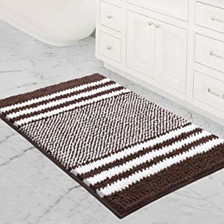 Photo 1 of Bathroom Rug Mat, 35 x 24 Inch Extra Thick Chenille Bath Mat Rug Set Non Slip, Soft Plush Absorbent Shaggy Bathroom Floor Mats Rugs, Machine Washable (Dark Brown)
