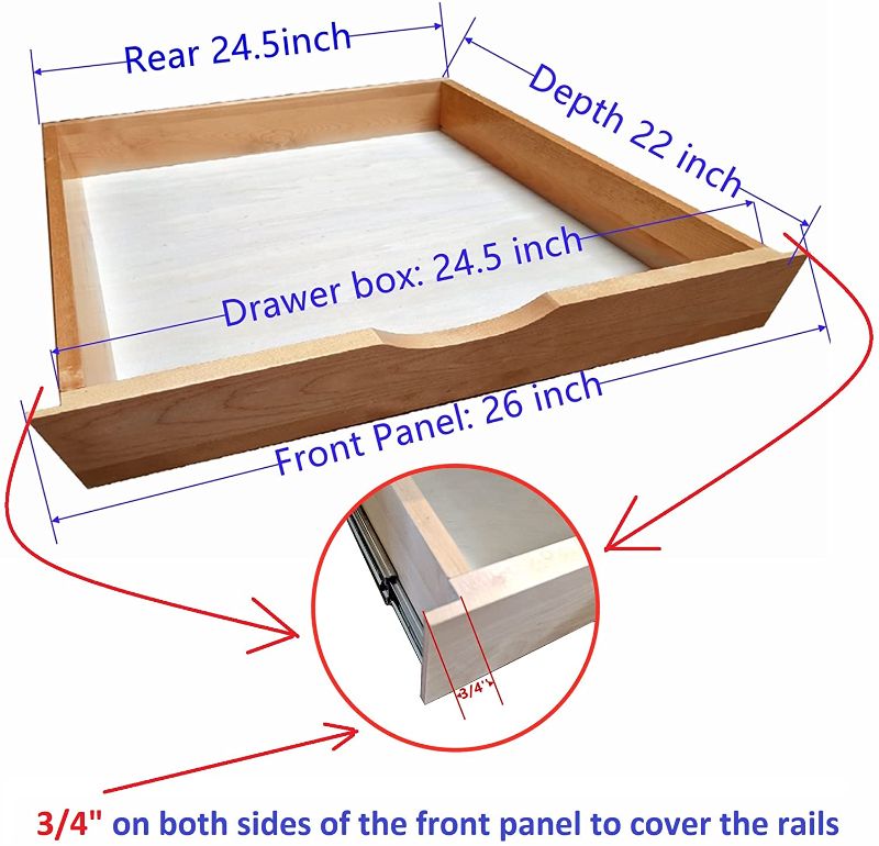 Photo 1 of 26" WIDTH DRAWER ROLL WOOD TRAY DRAWER BOX KITCHEN ORGANIZER