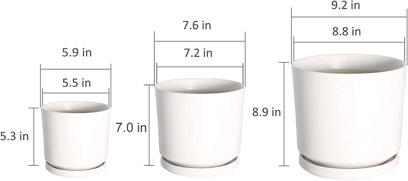 Photo 1 of Buyaround Plant Pots, Ceramic Planters Indoor, Modern White Flower Pots with Drainage Hole and Saucer, Set of 3 (5.9 + 7.6 + 9.2 Inch)
(BRAND NEW, FACTORY SEALED)